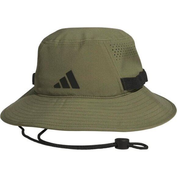 ⚡Adidas Men Olive Strata Green/Black/5.0 100% Polyester Sun Athletic Bucket Hat - Picture 1 of 6